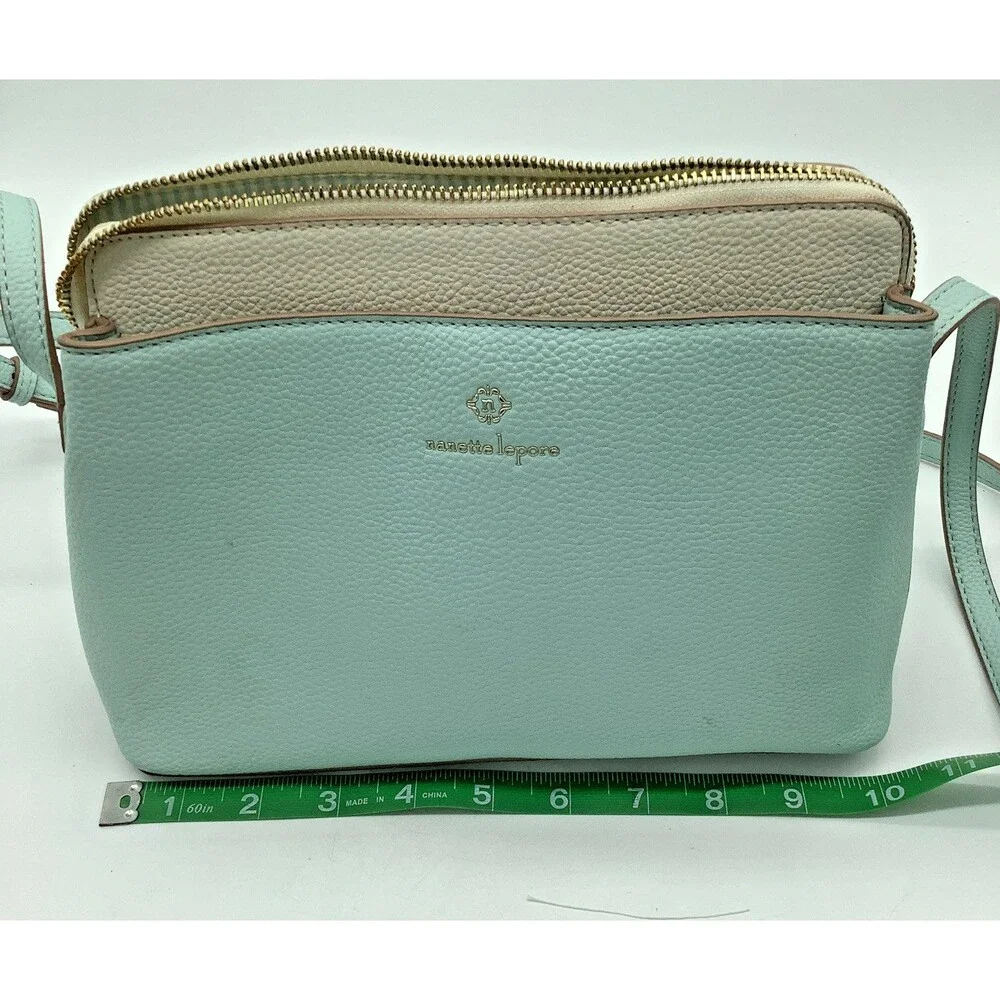 Nanette Lepore Ayanna Crossbody Ice Blue Purse Bag Zip Top Pocketbook Colorblock